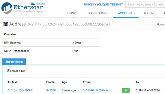 Rinkeby Etherscan before