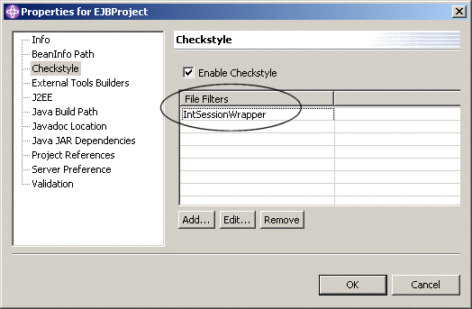 Checkstyle filter