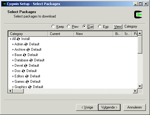 Cygwin Setup Select Packages to Download