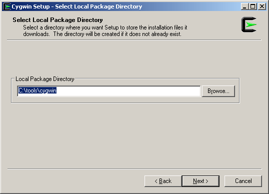 Cygwin Setup Local Package Directory
