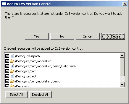 Add to CVS control details