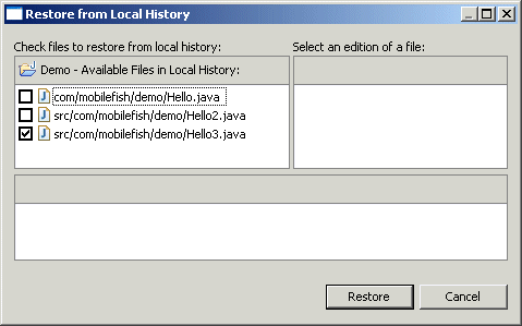 Restore file