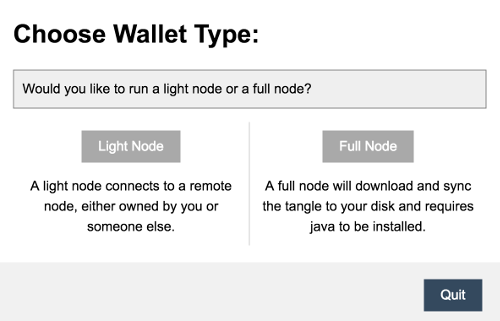 Choose IOTA wallet type