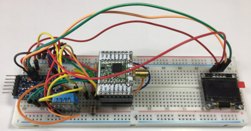 Arduino Pro Mini, LoRa module without antenna, sensors and OLED display module
