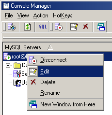 MySQL control center edit