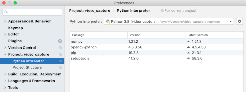PyCharm project: video_capture packages