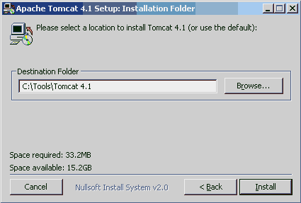 Tomcat select installation folder, step 4.