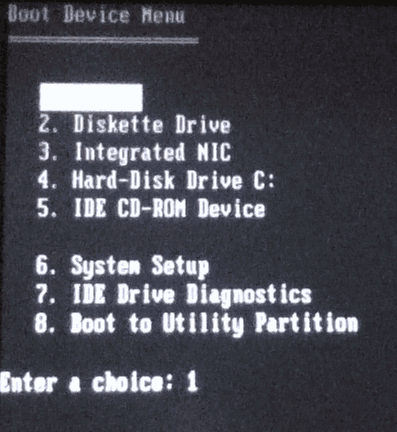 Boot device menu