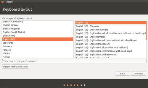Ubuntu install: Select keyboard
