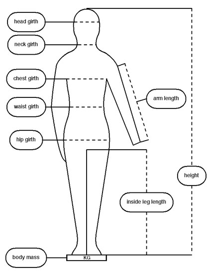 EN 13402 body dimensions men