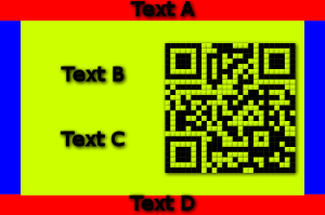 Landscape: QR code right, Text B and C next to QR code