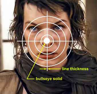 Shooting target line color, line thickness and bullseye