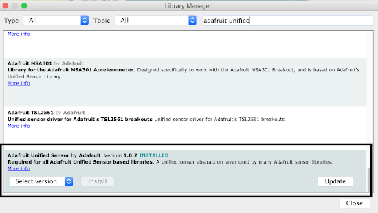 Adafruit Unified Sensor library
