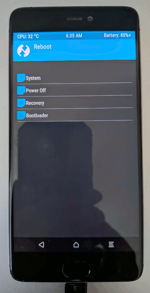 TWRP reboot menu