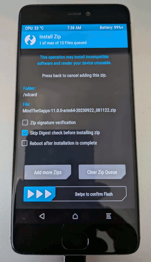 TWRP select MindTheGapps zip