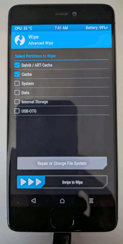 TWRP clear cache