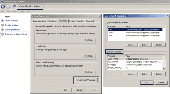 Set system environment variables