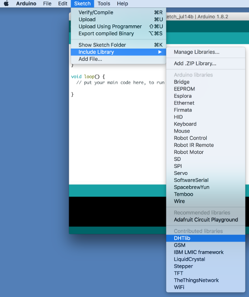 DHTLib added to Arduino IDE