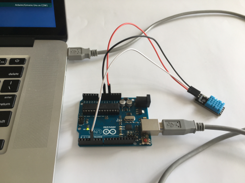 DHT11 connected to Arduino Uno
