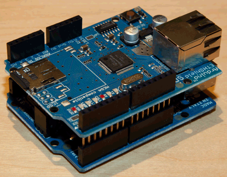 Ethernet shield stacked on Arduino Uno