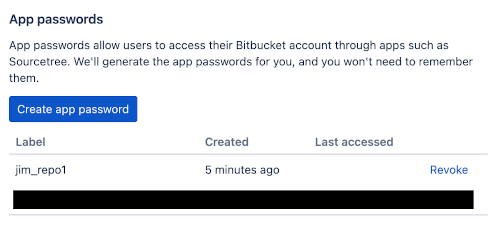 Bitbucket app password overview
