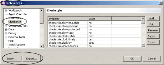 Checkstyle preferences