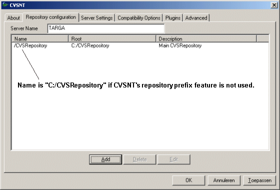 CVSNT repository added