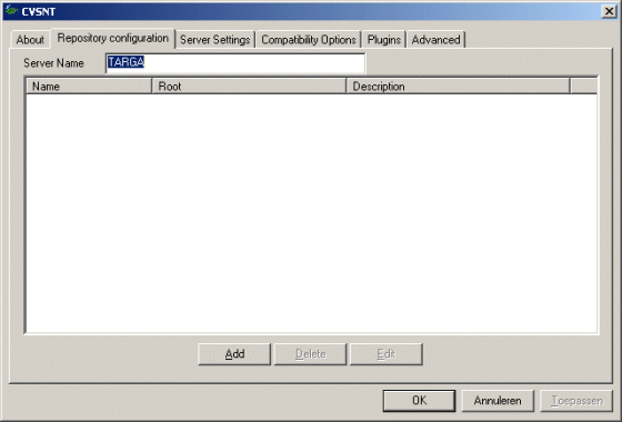 CVSNT repository configuration