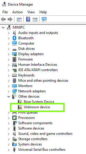 Windows Device Manager: Unknown device