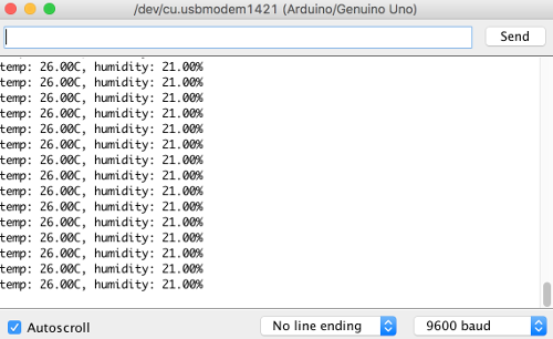 DHT11 data displayed in serial monitor