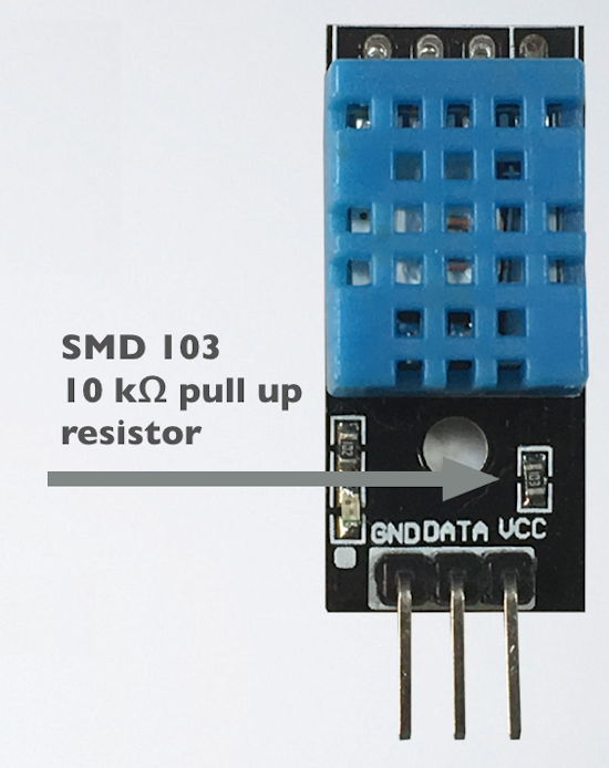 DHT11 sensor with pull up resistor