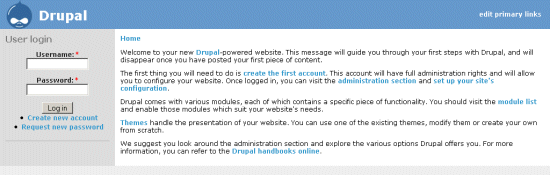 Drupal 4.7 rc3 setup.