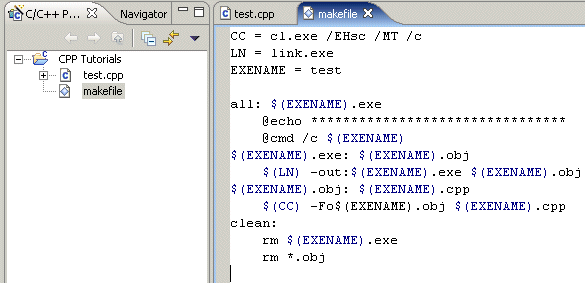 Enter code in file makefile