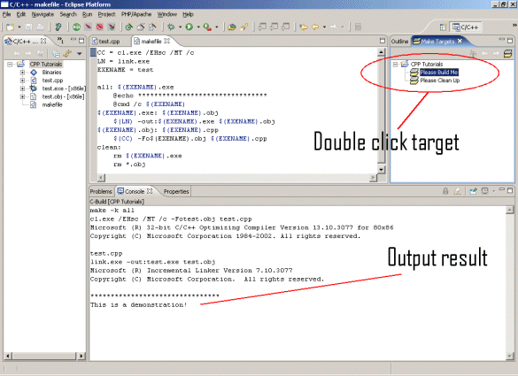 Double click make targets