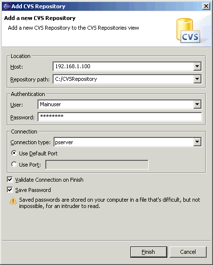 Connect Eclipse to a CVS Repository