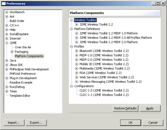 J2ME Wireless Toolkit 2.2 added.