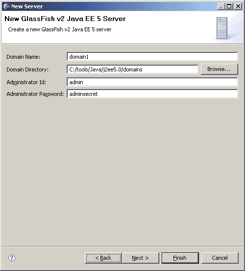 Enter Domain and Administration information