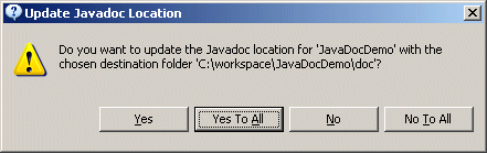 Update Javadoc location warning.