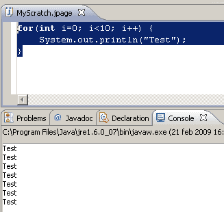 Output in console window