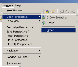 Select C/C++ perspective, step 1