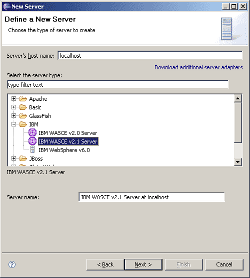 WASCE Server adapter installed