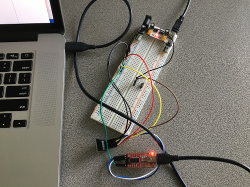 FTDI and breadboard power supply connected