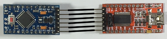 Connect Arduino Pro Mini and FTDI adapter with the FTDI cable