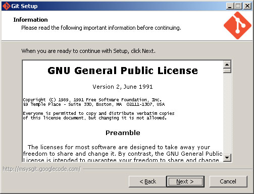 Git windows license