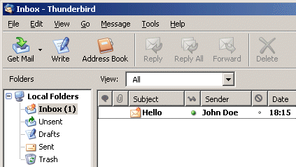 Thunderbird email received