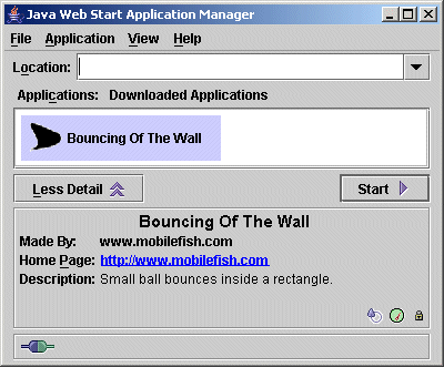 Java Web Start display installed applications.