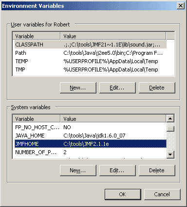 JMF environment variable