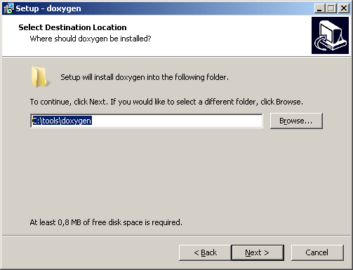 Doxygen installation location