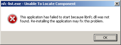 libnfc.dll not found