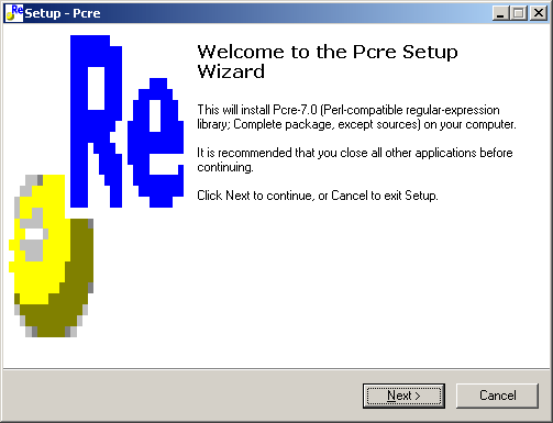 PCRE setup wizard